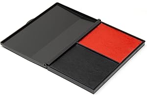 SIRDAS Ink Pad for Rubber Stamps, Stamp Pad for Clear Impression Stamping, Quality Felt Pad Black Ink, Red Ink, Blue Ink L (3.5 * 6.3) (Red & Black)