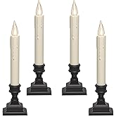 612 Vermont Vintage LED Battery Operated Window Candles with Timer, Bright Warm White Glow, VT-1806A-4 (Pack of 4, Antique Bronze)