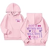Zoemghc Girl's Christian Graphic Hoodie God is Within Her Hoodies for Kids Jesus Faith Religious Sweatshirts Pullover Tops