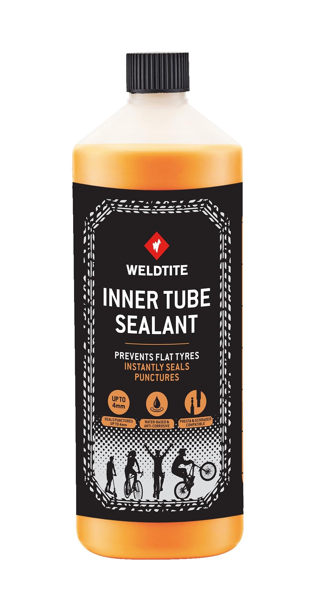 WELDTITE Inner Tube Sealant Refill - Instantly Seals Punctures - Puncture Prevention & Repair for Bike Tyres, 1 Litre