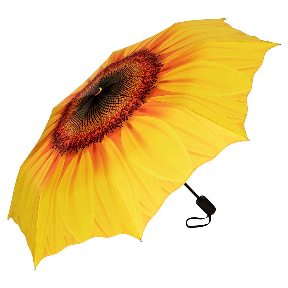 VON LILIENFELD Folding Umbrella Motif Women Lightweight auto Open Pocket Umbrella Sunflower