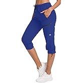 ChinFun Women's Hiking Capris Pants Outdoor Quick Dry Cargo Cropped Pants Water Resistant UPF 50+