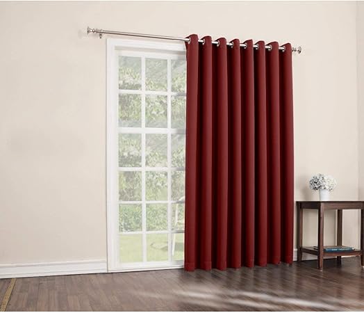Amazon Com Ukn 1pc 84 Red Solid Color Sliding Door Curtain