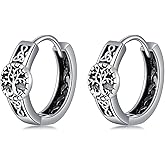 Huggie Hoop Earrings Sterling Silver Horseshoe/Flower of Life/Tree of Life Earrings Horseshoe Jewelry for Women