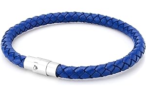 JEWELRIESHOP Braided Leather Bracelets for Mens Women Woven Wrap Bracelet Magnetic Lock Clasp Genuine Leather Bracelet Wristband Vintage Cuff Bracelet Leather Jewelry Friendship Couple Bracelet