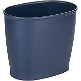 iDesign Slim Plastic Bathroom Trash Can, Navy Blue | Small, For Bedroom, Office, Desk, Dorm