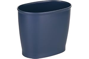 INTERDESIGN iDesign Slim Plastic Bathroom Trash Can, Small Garbage Bin for Bedroom, Office, Desk, Dorm, Navy Blue