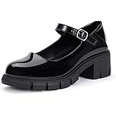 IDIFU IN2 Platform Mary Janes Shoes Closed Round Toe Low Short Block Chunky Thick Heels Wedding Prom Formal Work Graduation Dress Shoes for Women Comfortable Cute Vintage Oxfords Uniform Dressy Pumps