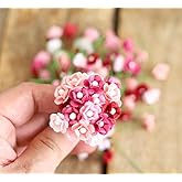 DUONGJAIS BRAND Handmade 100 pcs Mini Flowers Mulberry Paper Flowers 13-15 mm Scrapbook Craft Card DIY Craft Using for Crafts, Bouquets, Scrapbooks, Decorations Artificial Flowers (Wedding Tone)
