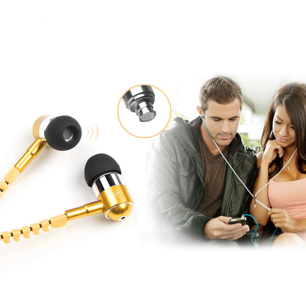 LONGQI Reißverschluss Kopfhörer in-Ear mit Mikrofon Handy Headsets