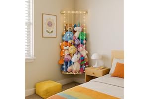 PUTSKA Corner Stuffed Animal Storage Organizer - Stuffed Animal Holder, Stuffy Storage, Space-Saving Plushies and Toy Corner Organizer for Kids Room - Plain