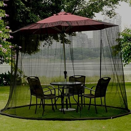 Amazon Com Yong Outdoor 9 10 Foot Umbrella Table Screen Universal Round Patio Umbrella Screen Canopy Black Sports Outdoors