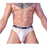 Kinizpl Men's Thong Sexy Jockstrap T-Back Underwear Thongs G-String Semi-Transparent Underpants Breathable Mesh Underwears Jock Strap Athletic Supporters White