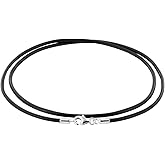 Auroris genuine leather cord necklace black 2mm with 925 sterling silver lobster clasp