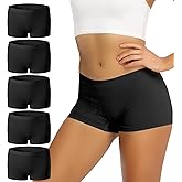 Arearief Women's Boyshort Panties Seamless Soft Boy Shorts Underwear Stretch Boxer Briefs 5 Pack