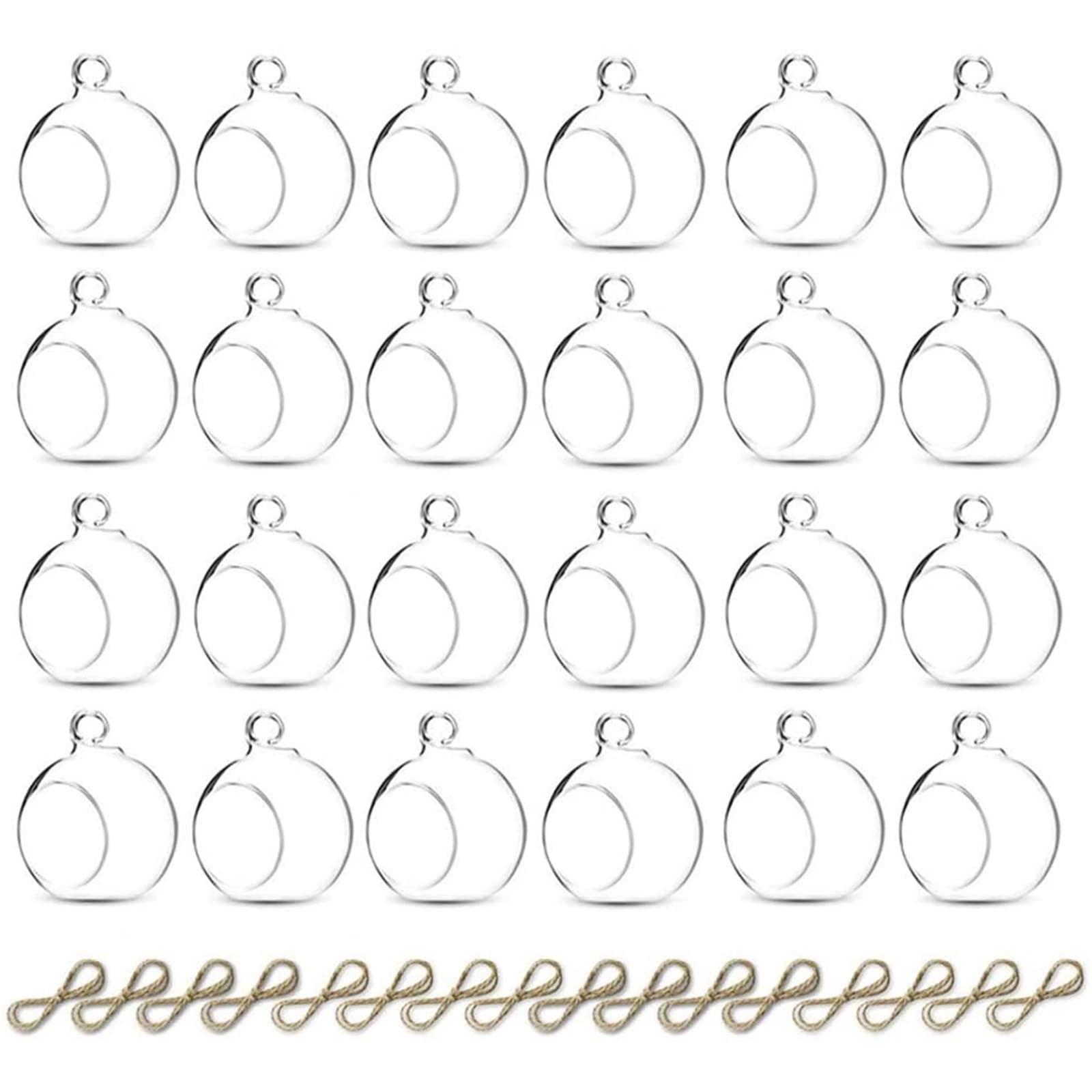 Sziqiqi Hanging Glass Ball – 24 Pieces Glass Ball Tealight Holder 6 cm Hanging Candle Holder for Wedding, Christmas, Birthday, Easter, Halloween, Garden