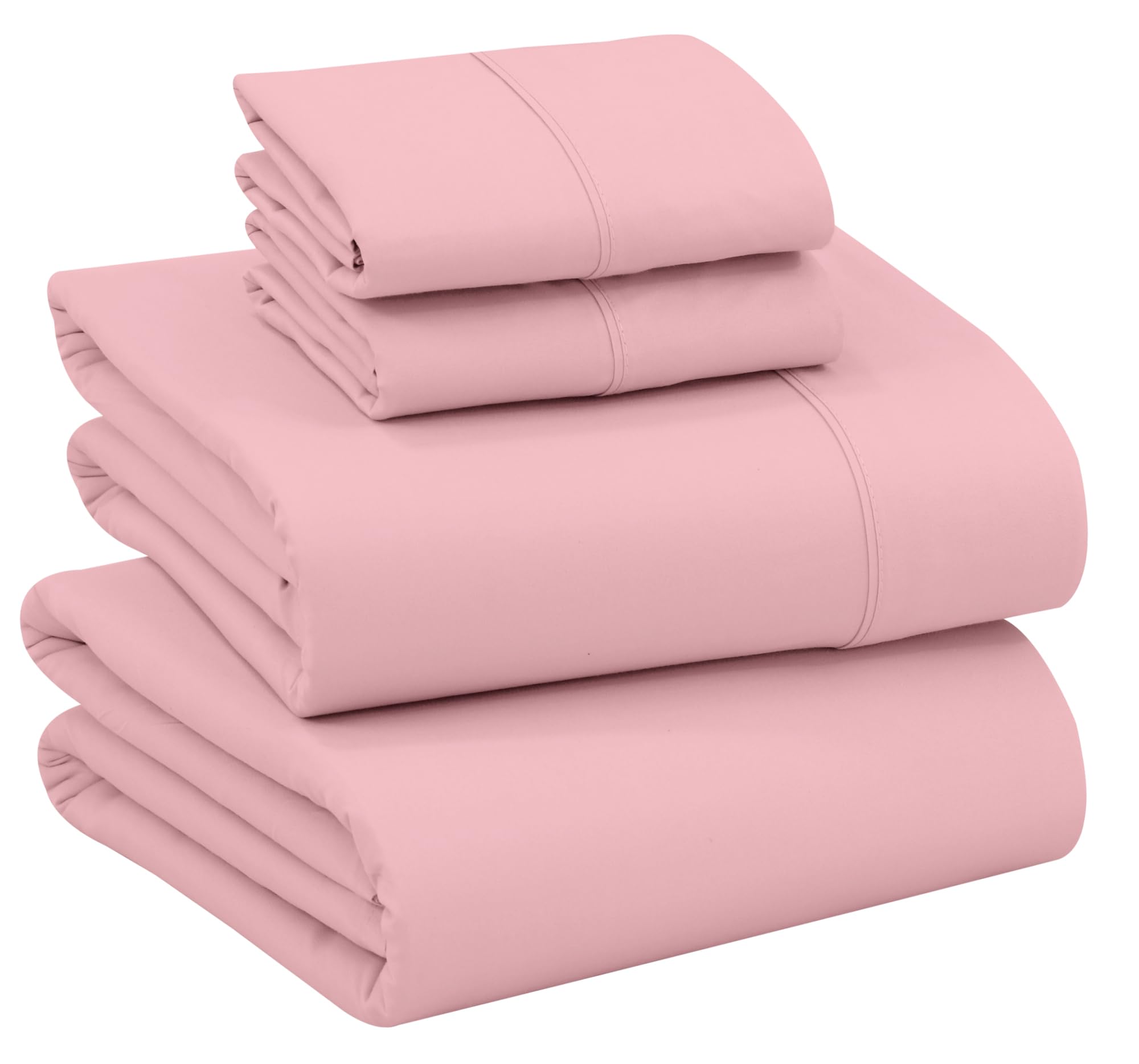 Photo 1 of RUVANTI 100% Cotton California King Sheet Sets, 4 Pieces, Soft & Breathable Percale Weave Bedding, Deep Pocket 14", Hotel Standard, Crisp Cool Feel & Durable, Perfect Dyed Sheets, Bridal Rose