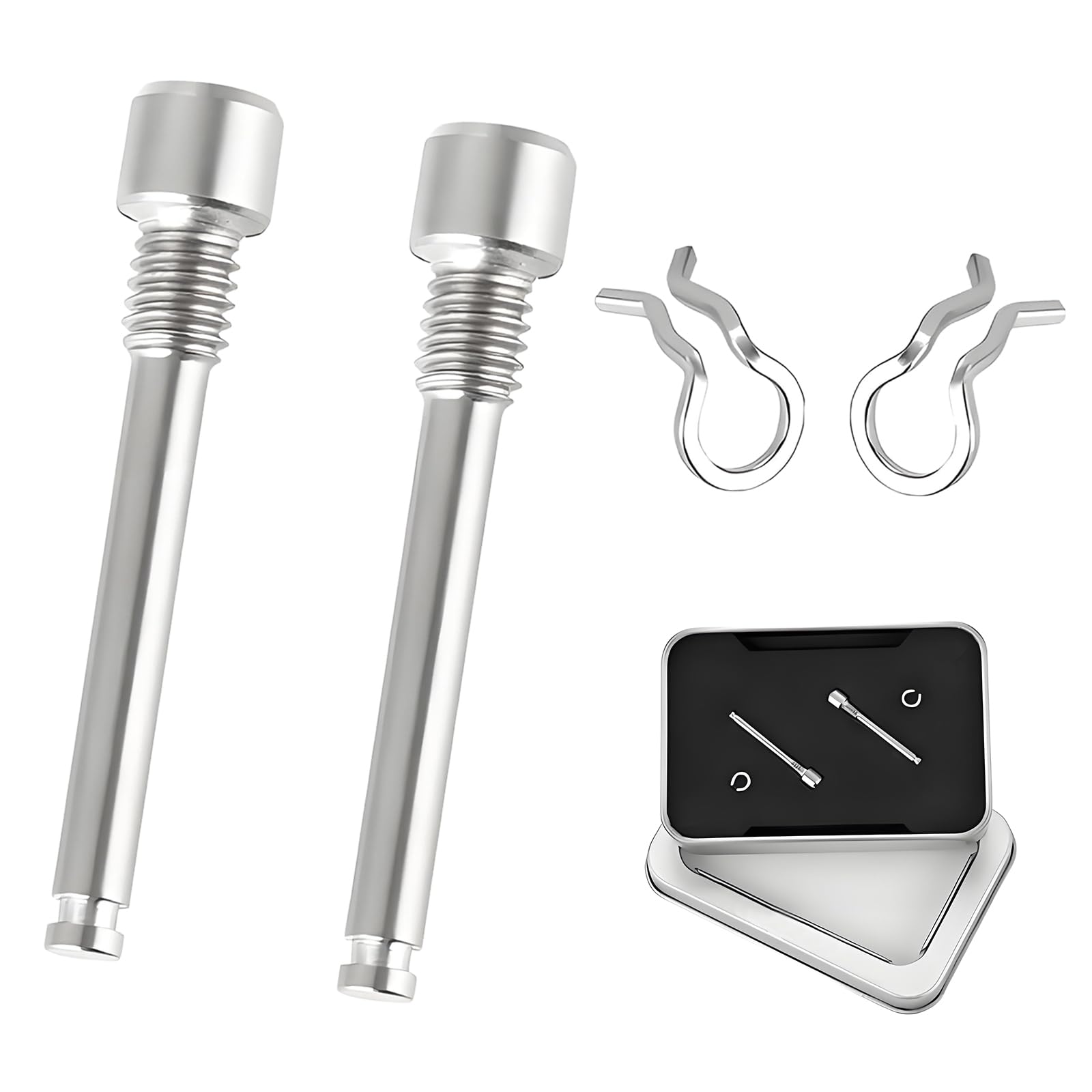 DEFIYEAR 2PCS M4 Bike Brake Caliper Bolts Screw Kit, Y8J798060 Titanium Alloy Disc Brake Caliper Bolt with Circlips, Lightweight Pin Screw Replacement for Disc Brakes, Compatible for Shimano