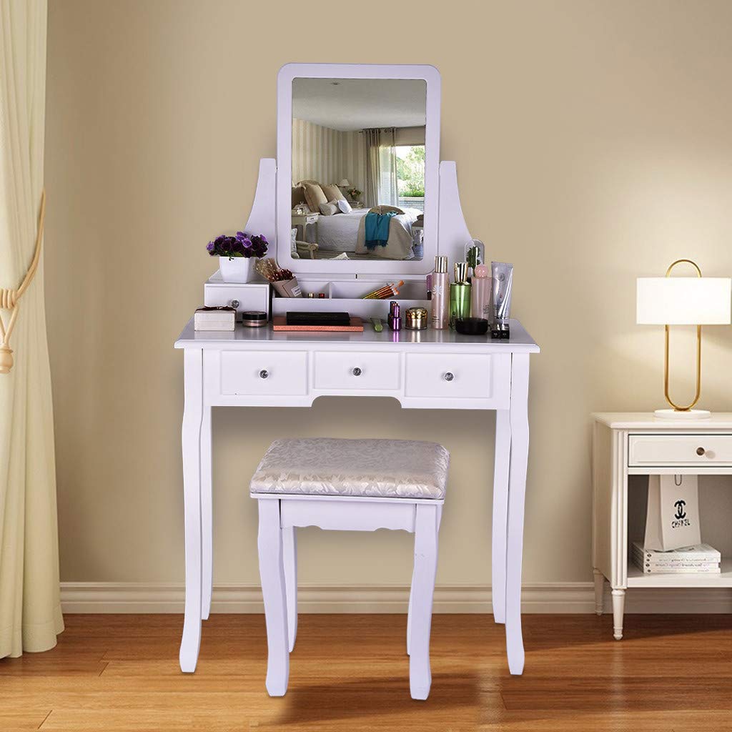 Best Vanity Makeup Table Set With Drawers 40 In.L Or More