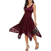 Meetjen Women's Lace Cocktail Party Dress 2026 Handkerchief Hem Bridesmaid Prom Formal Dresses for Wedding Guest