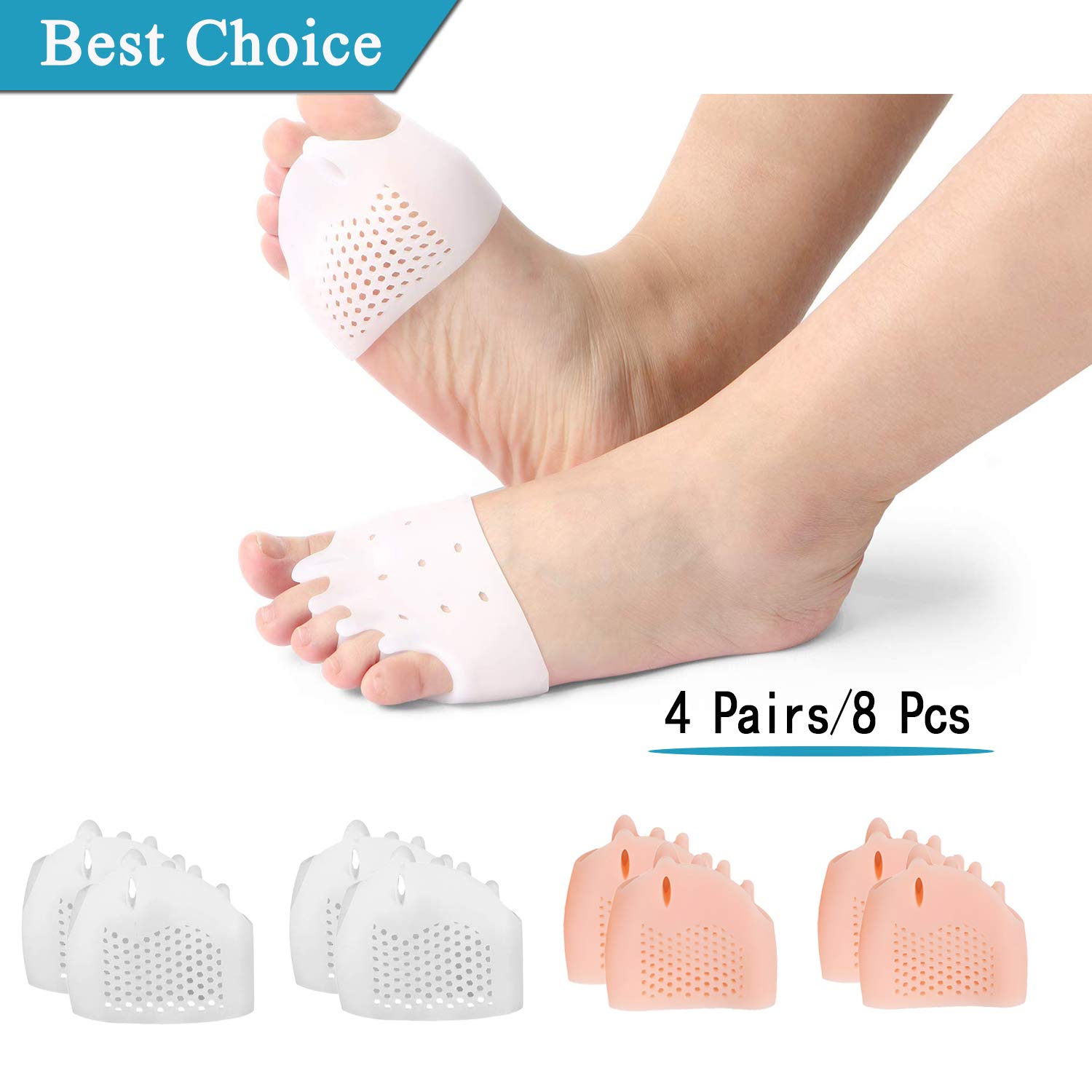 (8PCS) Ball of Foot Cushions, Metatarsal Pads/Cushion, Gel