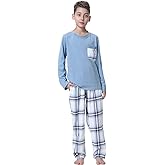 Big Boys Classic Plaid Pajama Set Cotton Sleepwear Teens 10-20Years