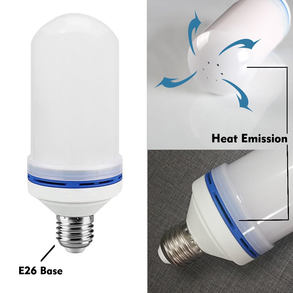 JESWELL LED Flame Light Bulb, 3 Light Modes Flicker Light Bulb, E27 Base Fire Effect Light Bulb for Home Decor (Pack of 2)