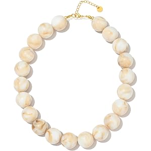 Abiotp Colorful Chunky Beaded Necklaces for Women Trendy Large Bead Statement Necklace Boho Resin Bead Choker Summer Beach Je
