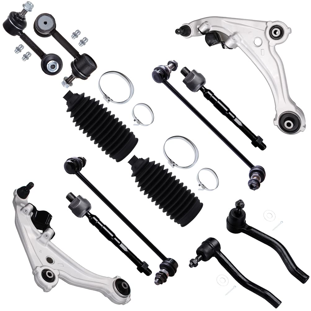 Photo 1 of SCITOO 12pcs Suspension Kit For Nissan Altima 2007-2013 (w/Parts Lower Control Arm and Ball Joint, Sway Bar Link, Inner Outer Tie Rod End, Boots)