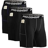Compression Shorts Men's 3 Pack with Pocket Running Short Men's Gym, Workout, Cycling, Yoga, Climbing, Swimming,