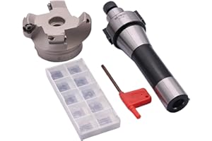 BestParts R8 FMB22 7/16-20UNF Shank Face End Mill Arbor and 2.5"/63mm Cutting Diameter 4-Flute KM12 63-22-4T CNC Face End Milling Shell Cutter with 10Pcs SEKT1204 Carbide Inserts and T20 Wrench