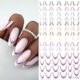 11 Sheets French Line Nail Art Stickers, Gradient