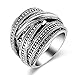 dnswez Crossover Rings for Women, Big Antique Gold Silver Rings Vintage Punk Chunky Silver Statement Rings 14K Gold Plated Ring Band Costume Jewelry Gifts for Women