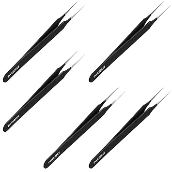 Amazon Com Ingrown Hair Tweezers Pointed Tip 5 Pack Black