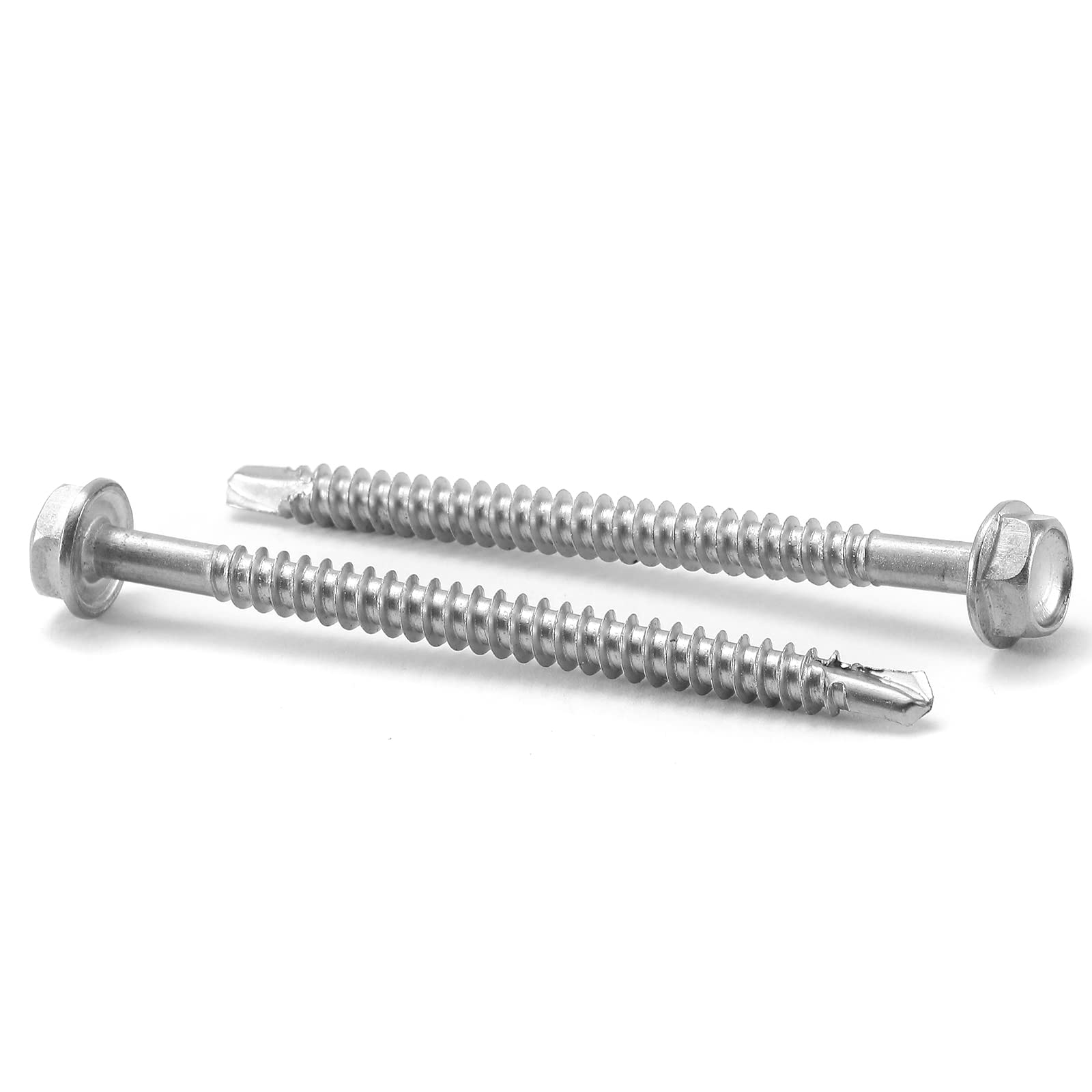 Photo 1 of #12 x 2-1/2" Sheet Metal Screws 100PCS 410 Stainless Steel Hex Washer Head Fast Self Tapping Screws by SG TZH