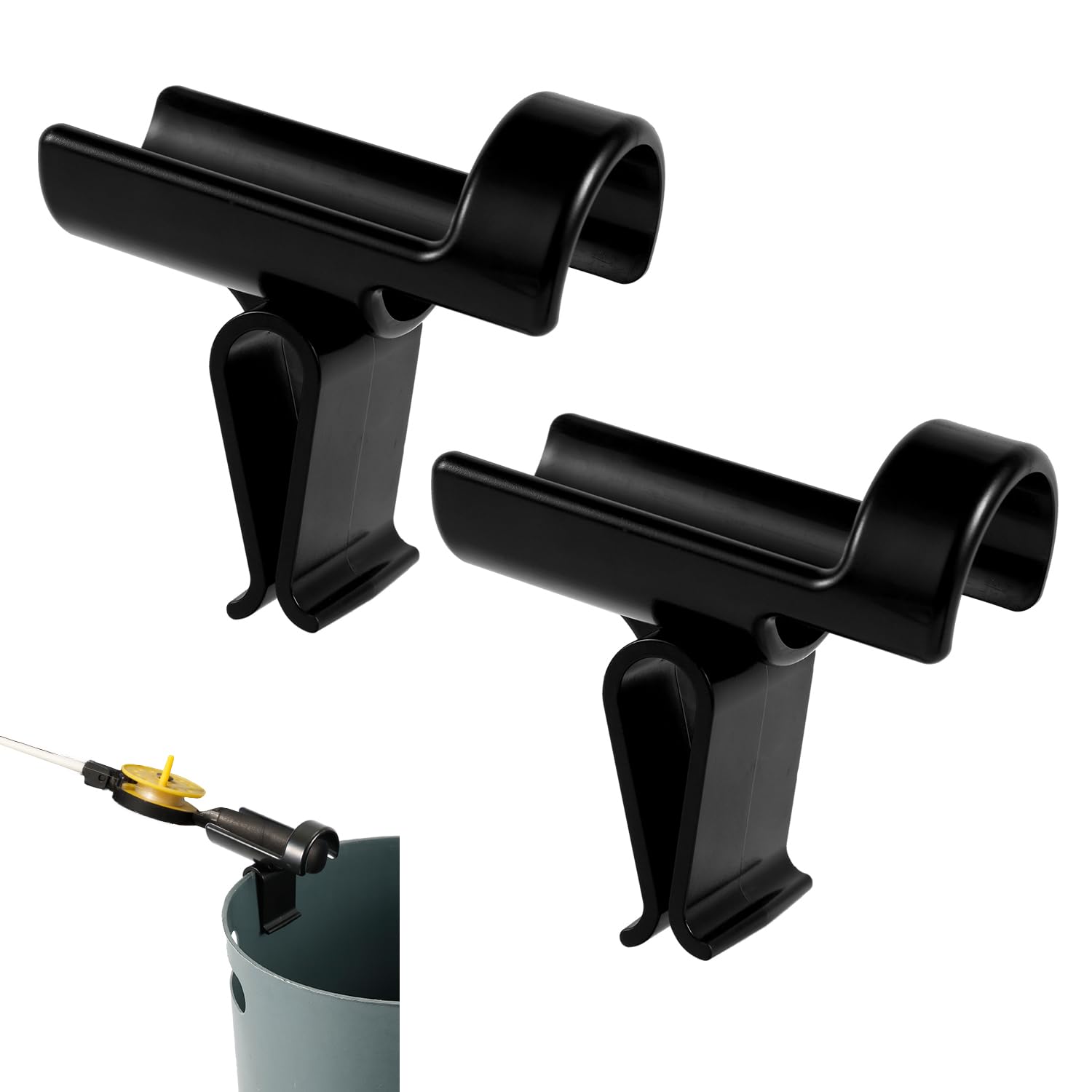 PEUTIER 2pcs Bucket Fishing Rod Holders, Ice Fishing Pole Holders Reliable Bucket Rod Holder for Fishing Bucket Rod Rack for Almost Any Ice Rods on Your Bucket(Black)