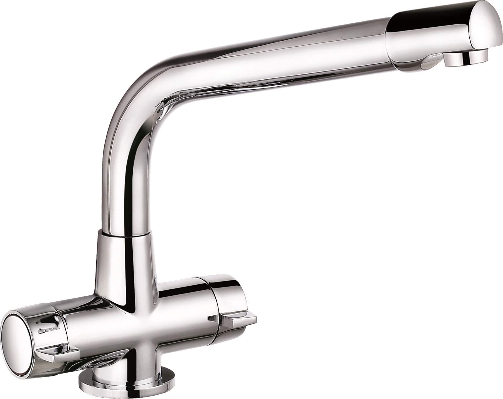 VeeBath Aylesbury Kitchen Sink Mixer Tap Elegant Ceramic Dual Lever Monobloc Swivel Spout Brass Faucet - Chrome