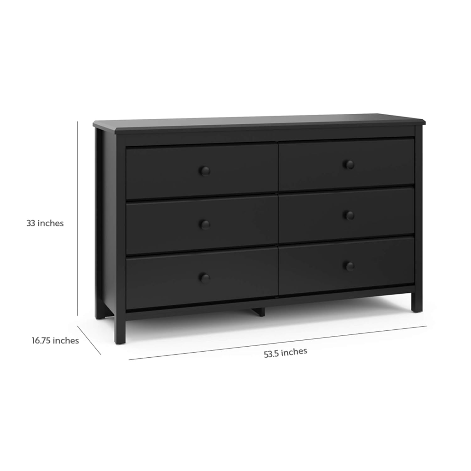 Storkcaft Alpine 6 Drawer Dresser (Black) – Stylish Storage Dresser Chest for Bedroom, 6 Spacious Drawers with Handles, Coordinates with Any Kids Bedroom or Baby Nursery : Baby