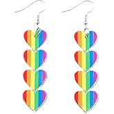 2026 Pride Month Rainbow LGBT Pride Earrings for Gay Lesbian Bisexual Lightweight Acrylic Heart Love LGBTQ Dangle Earrings Jewelry Accessories