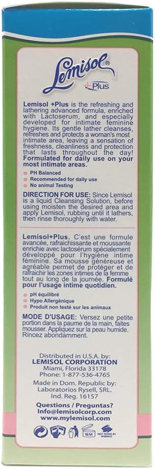 Lemisol Plus, Gentle Daily Feminine Cleanser, Original Refreshing Formula - 8 Oz (Pack of 3): Health & Personal Care