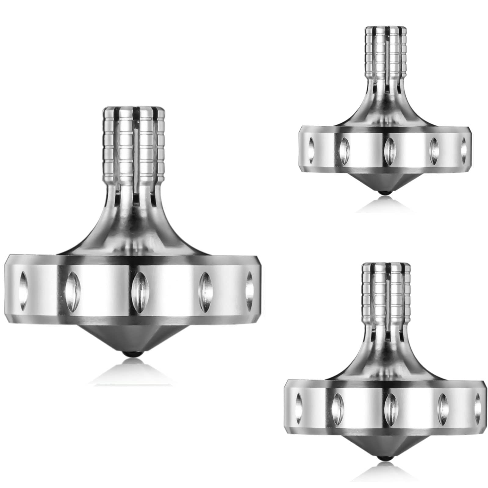 Precision Metal Spinning Top, Perfectly Balanced, Spin Smooth, Extra Long Spin Time, More than 12 Minutes, Portable EDC Stress Relieving toys Toy (3PCS L+M+S, Silver)