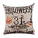 LINKWELL 18x18 inches Happy Halloween October 31 Midnight Witch Pumpkin Burlap Cushion Cover CC1182