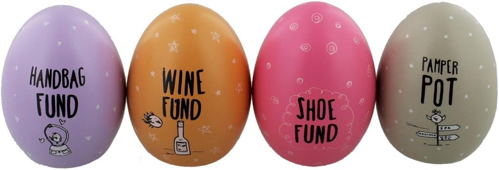 Money Box/Pot ~ Egg Shaped Savings Pots ~ Set of 4 ~ EGGCELLENT MUM