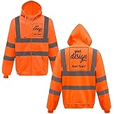 Goldfly Custom Reflective Safety Jacket Fleece High Visibility Hoodie Customized Personalized Logo Zip Up Work Sweatshirt