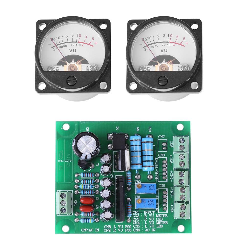 Akozon VU Meter, 2 Pcs VU Panel Meter Warm Back Light Recording + Audio Level Amp with Driver Board