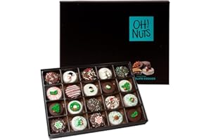 Oh! Nuts Christmas Cookie Gift Basket - Gourmet Holiday Chocolate Covered Christmas Cookies Gift Box - Decorated Cookies for Parties, Holiday Celebrations & Gifting - 20 PCs
