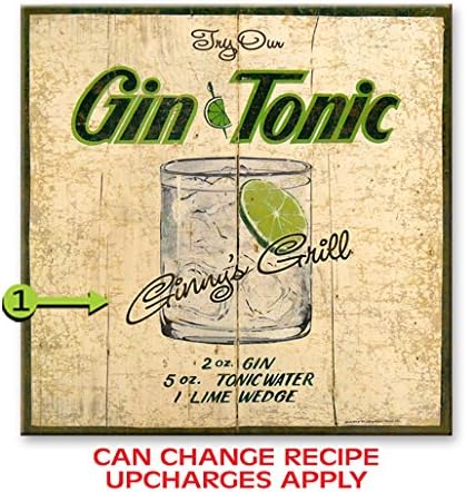 Gin and Tonic Metal Sign 18x18
