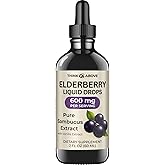 Think Above Elderberry Liquid Drops, 600mg, 2 Fl Oz, Pure Sambucus Extract with Vanilla, Vegan Immune Support Supplement