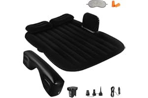 QDH Car Air Mattress Portable Car Bed Back Seat Camping Bed Inflatable Dog Bed for Car Universal SUV Camping Mattress with Car Air Pump 2 Pillows (Black)