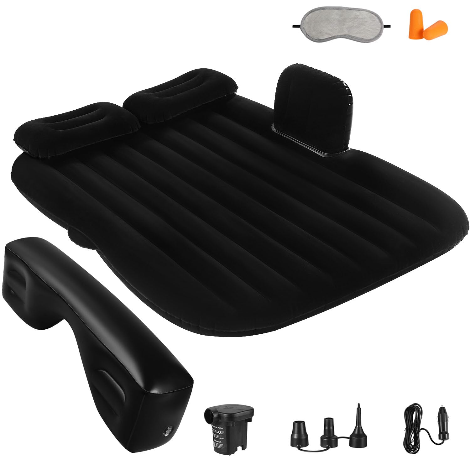 Photo 1 of QDH Car Air Mattress Portable Car Bed Back Seat Camping Bed Inflatable Dog Bed for Car Universal SUV Camping Mattress with Car Air Pump 2 Pillows (Black)